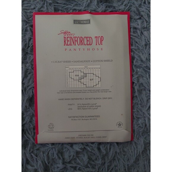 Vintage Liz Thomas Silken Sheers Reinforced Top Pantyhose Avg/Tall Navy Sandal - Picture 6 of 7